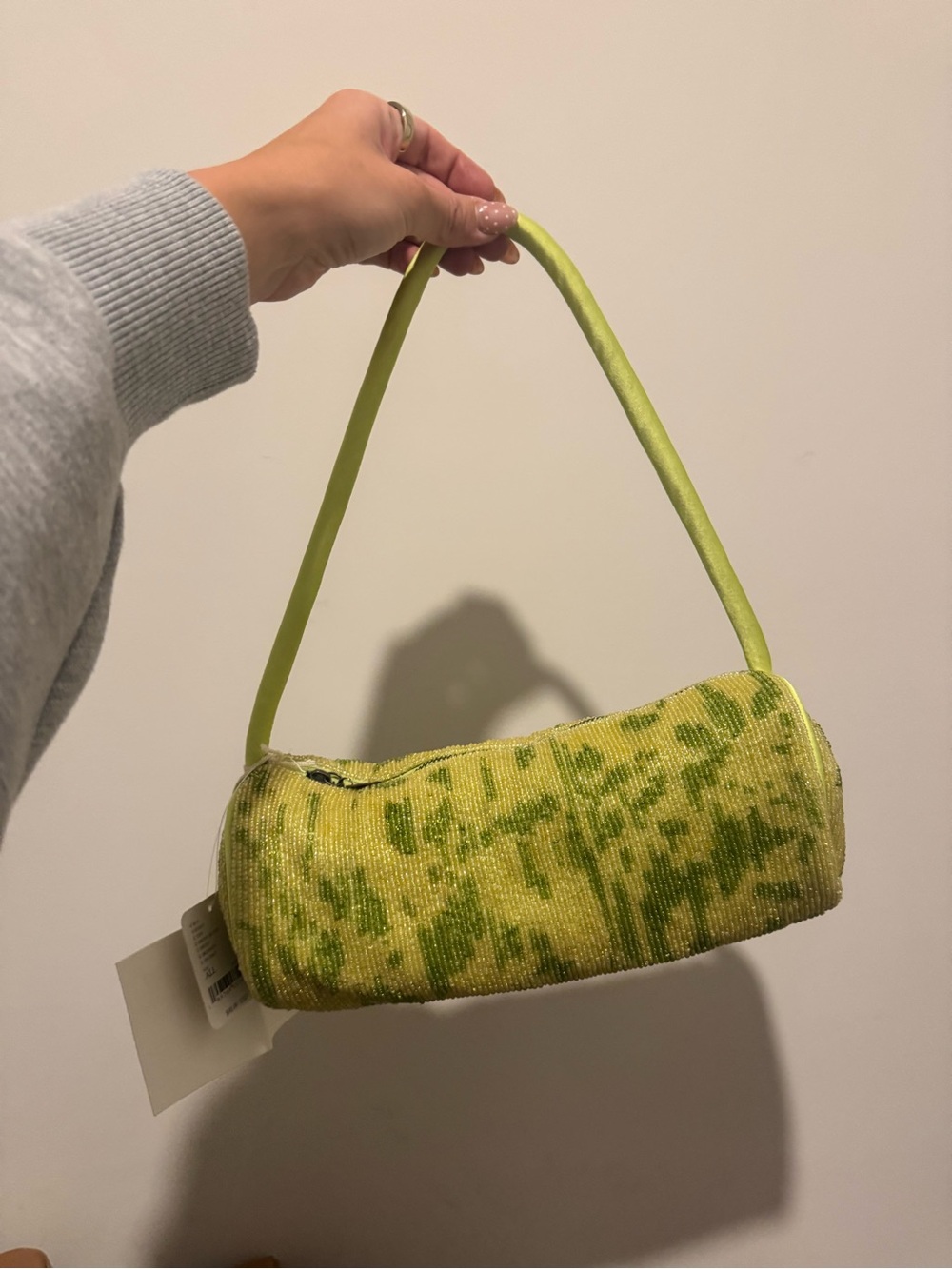 Free People Lime Green Patterned Mini Shoulder Bag